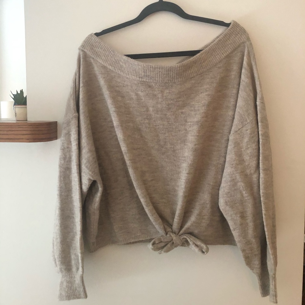 Off Shoulder Cream Sweater